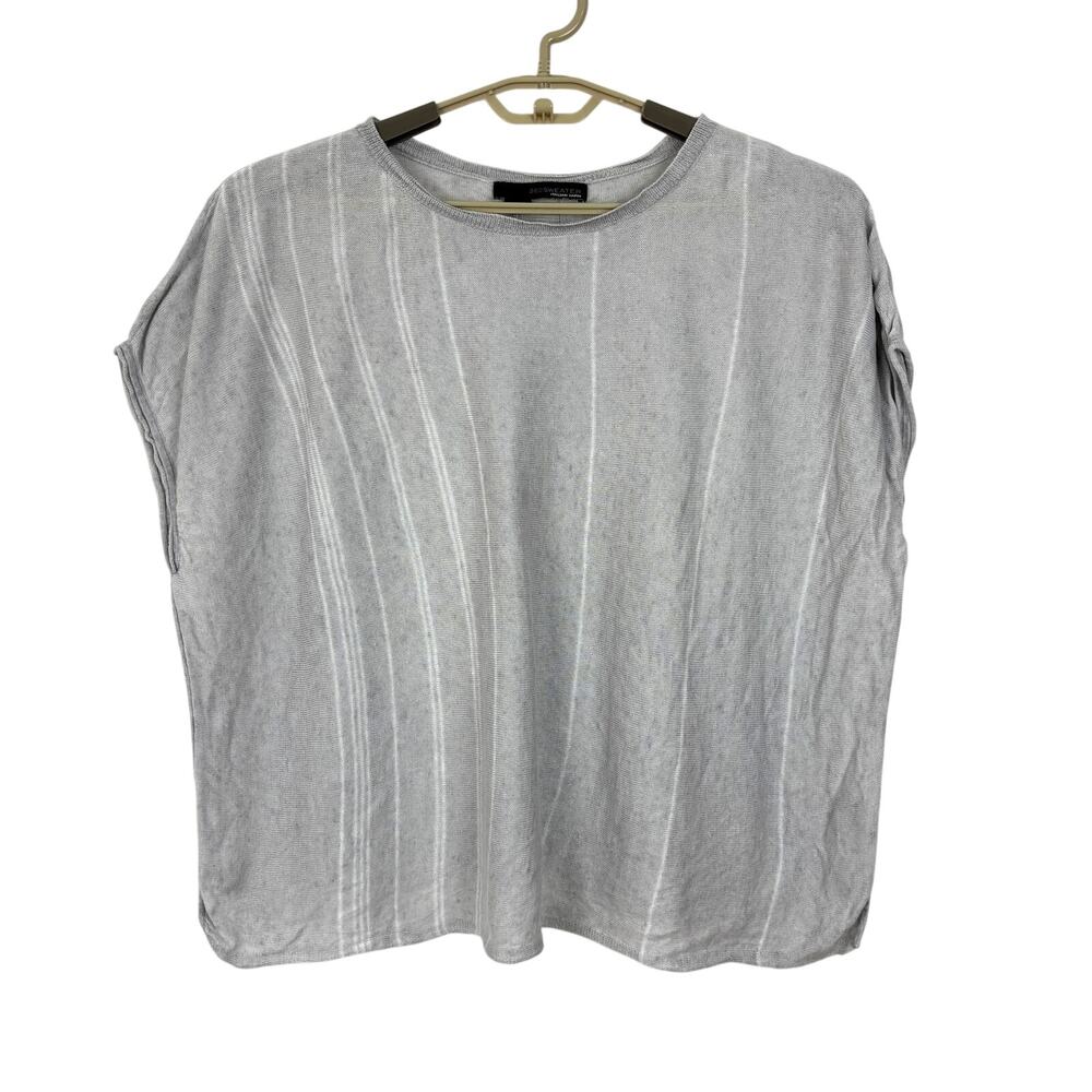 360 Sweater Gray Pullover Lightweight Sweater Large 100% linen Italian Yarn